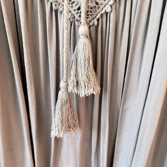 She + Sky Blue gray mini dress cotton crochet size L - Picture 8 of 13